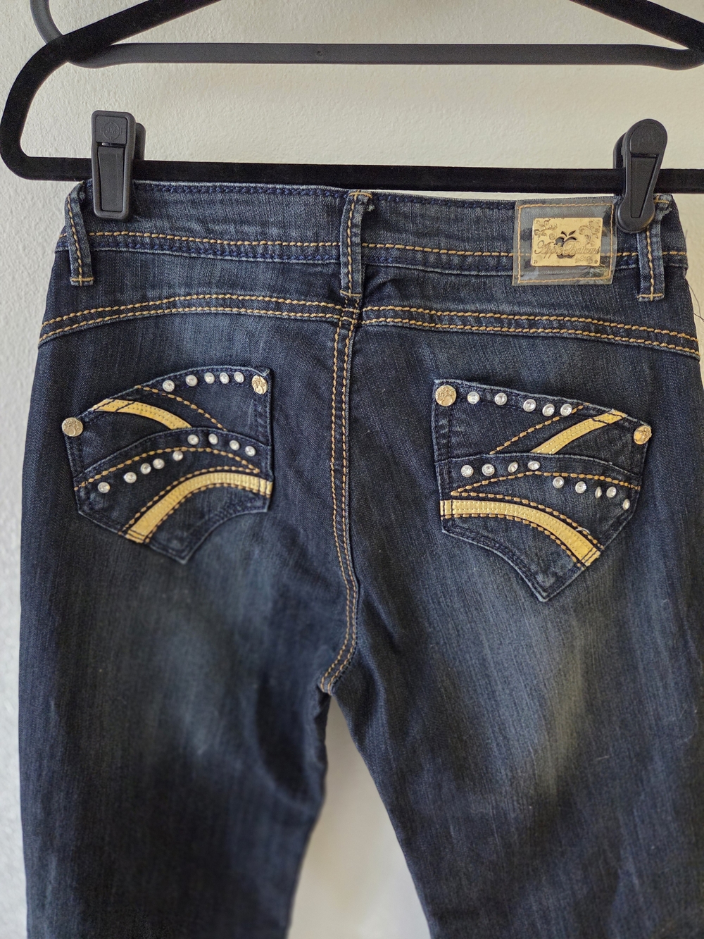 Apple Bottoms Vintage Y2k Dark Indigo Straight Leg Jeans 5/6 - Picture 13 of 14